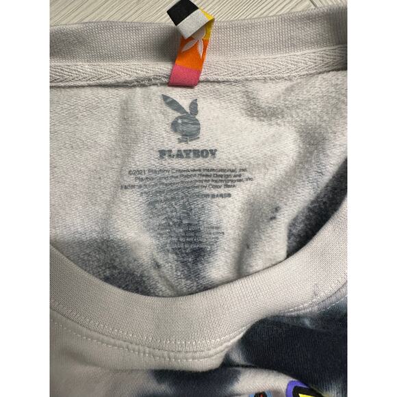 Playboy x Color Bars Spiral Tie-Dye Crewneck Sweatshirt Y2K Size L Unisex - Picture 5 of 6